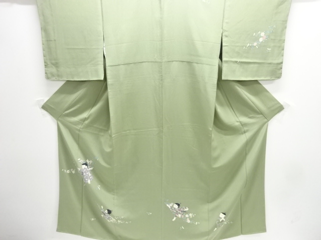 JAPANESE KIMONO / HOMONGI / UNUSED / YUZEN / FLOWER / ARTIST WORK